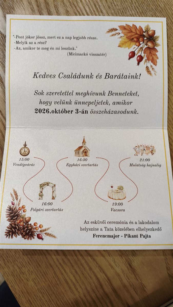 Meghívó belső oldala